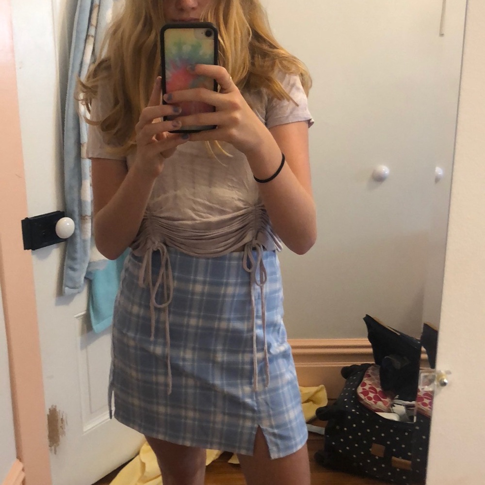 Lilac rutched tie dye top